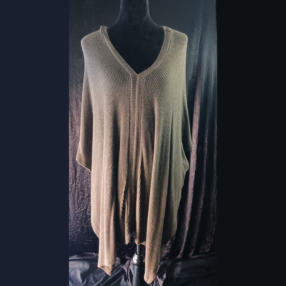 Brown V neck poncho